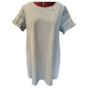 Blu Haven Vintage Blue Mini A-line Dress Size S Short Lace Fringe Sleeves